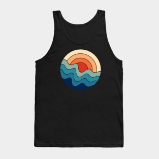 Retro 80s Art Sunrise Over The Ocean Waves Tank Top